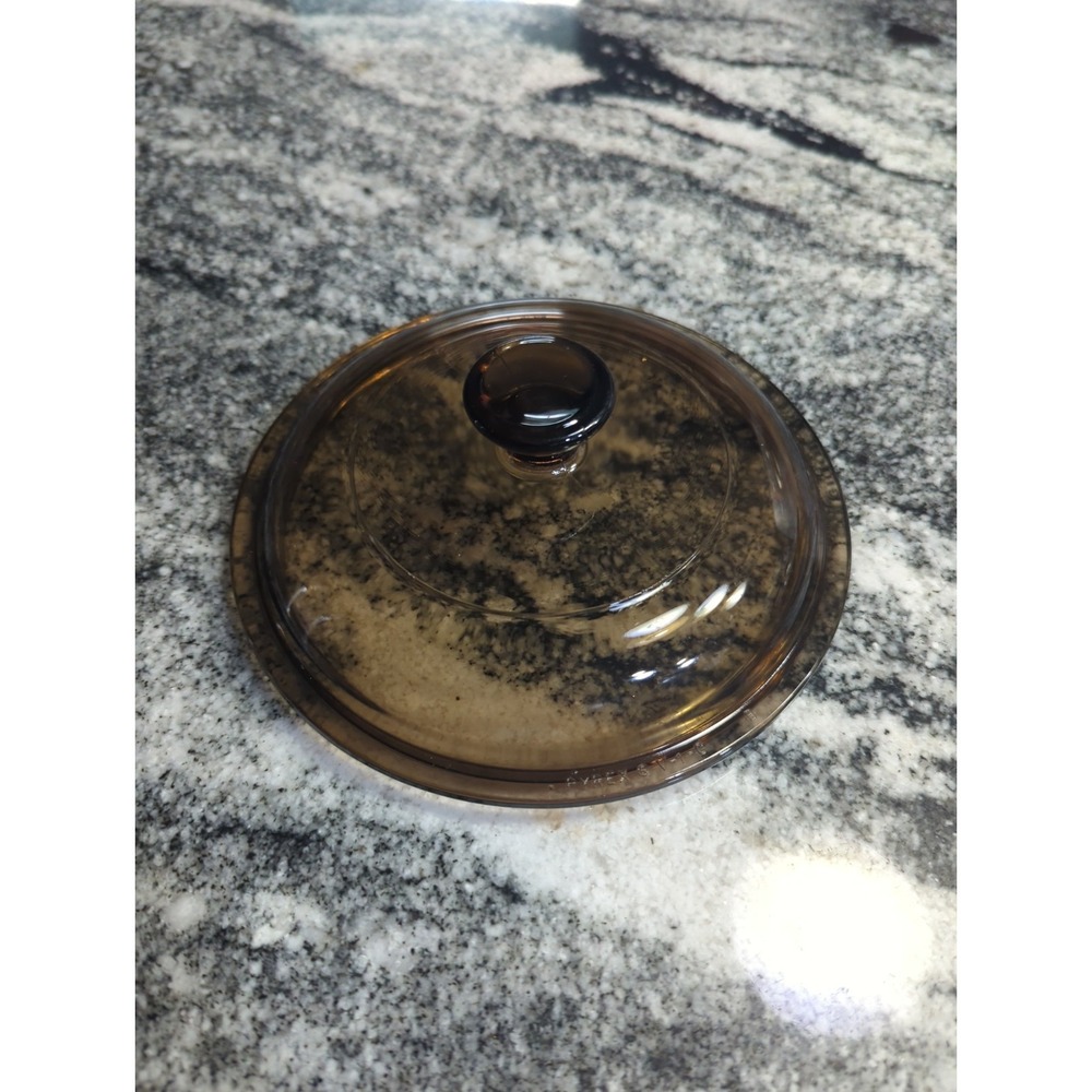 Pyrex Visions V-1-C Replacement Lid Only Glass Brown 6-3/8"